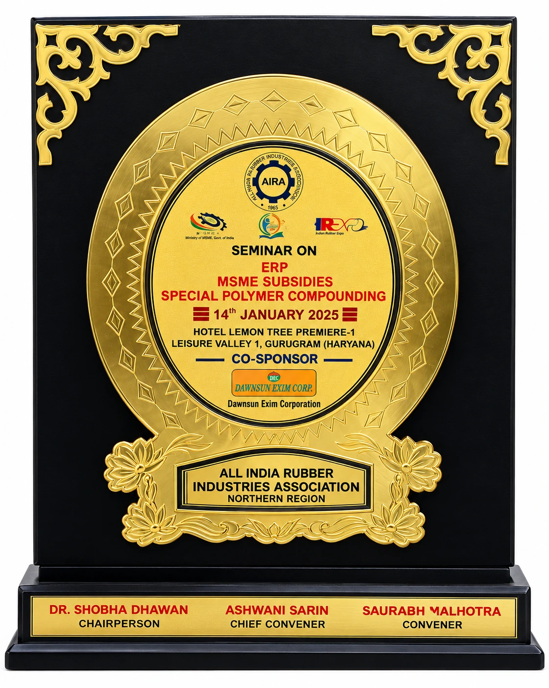 Ornate Gold and Black Industry Trophy Plaque